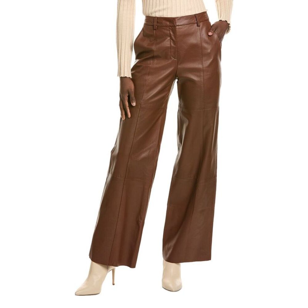 Marc Cain Womens  Leather Pant, Brown